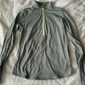 Men's Gray Striped Quarter-Zip Pullover